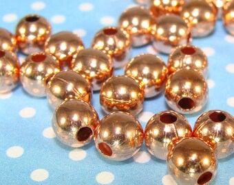 200 Copper Beads 5mm Small Round Metal Spacer USA MADE Copper Plated Steel Accent Beads Bulk Jewelry Supplies Findings (42523)