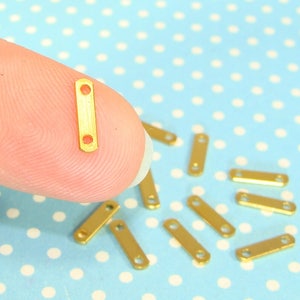 14 Gold Separator Bars 2 Hole Multi Strand Divider Row Connector Link 9mm x 2mm (6mm btween 1mm Holes) End Bar for Bracelets Necklaces G6m2