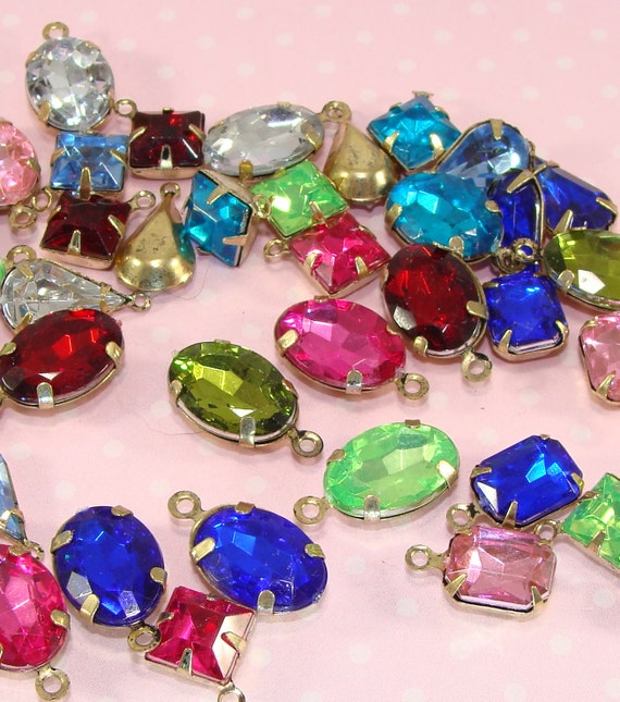 Buy 24 ASSORTED Shapes and Sizes Resin Crystal Rhinestone Charms