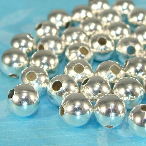 75 Silver Plated 5mm Beads Small Round Metal Spacer USA MADE Steel Accent Beads Jewelry Making Supplies Bulk Minimalist (42554)