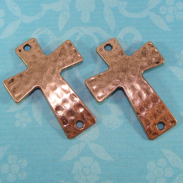 5 Antik Kupfer gehämmert Kreuze seitlich Kreuz Charme 38 mm x 28 mm (42476) Armband Bar Connector 2 Loch Schmuck Zubehör Zubehör Schüttgut