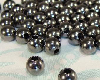 60 Gunmetal Beads 5mm Small Round Metal Spacer USA MADE Steel Accent Beads Jewelry Making Supplies Bulk Minimalist (42534)