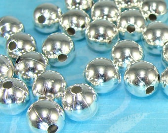 60 Silber Perlen 8 mm rund Metall Spacer USA MADE versilbert Stahl Akzent Perlen Schmuckherstellung Lieferungen Masse (42602)