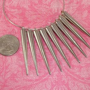 60 LARGE Silver Spikes 53mm Plastic (42440) Long Spikes Jewelry Supplies for Earrings Necklaces Lightweight Bulk Beads LIMITED QUANTITY