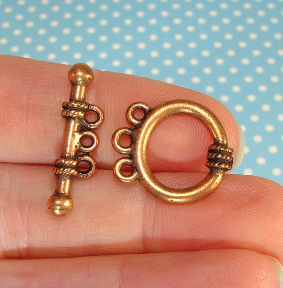 6 Sets Antiqued Pewter Plated 2 Strand Twisted Rope Toggle Clasps