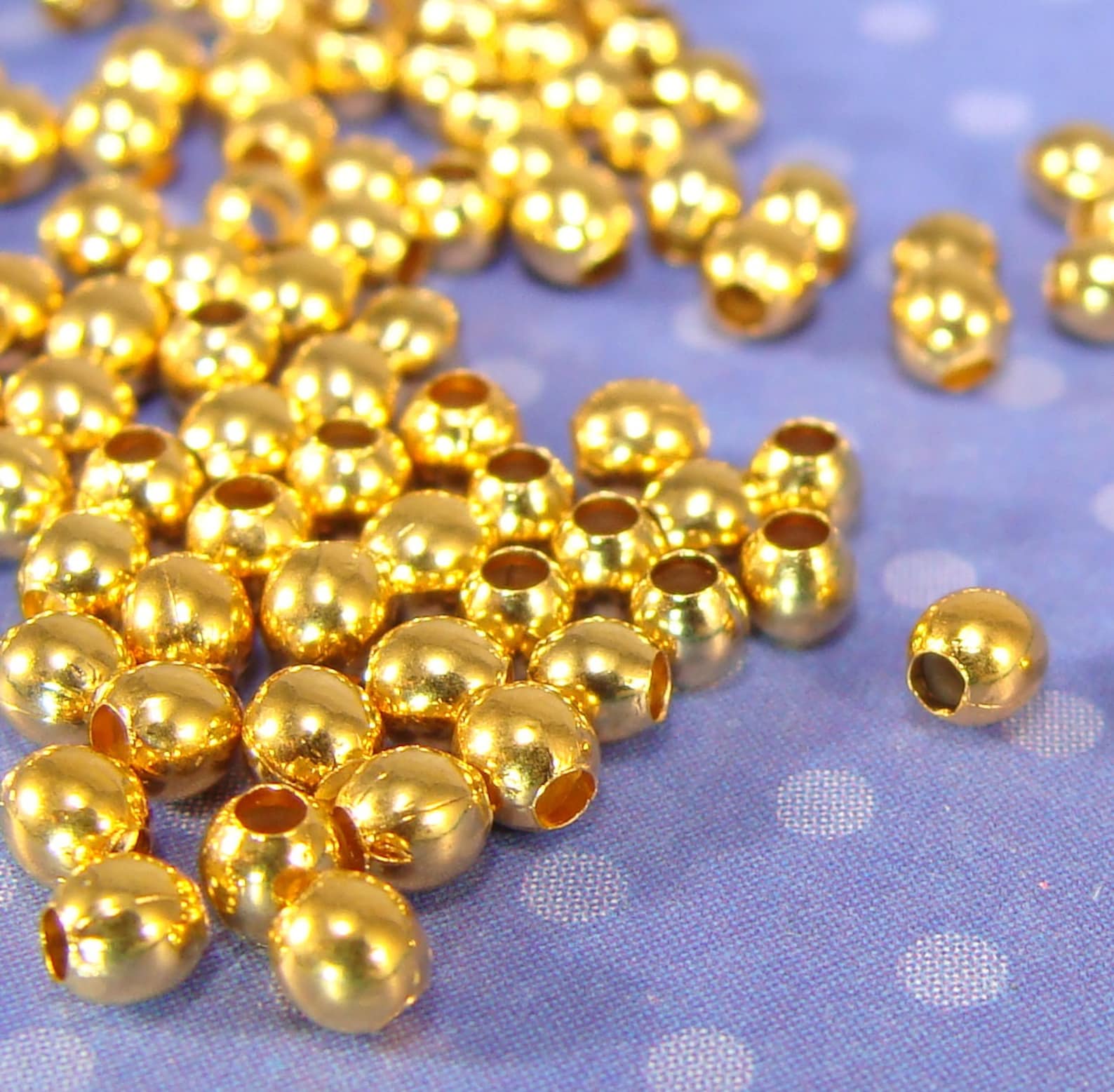 150 Gold Plated Beads 2mm Tiny Round Metal Spacer USA MADE Etsy