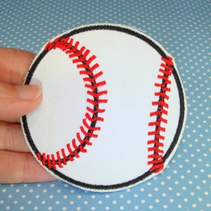 2 Baseball Patches Softball Embroidered Patch Applique Large 3&quot; Ball Vintage Iron On or Glue On - Team Spirit Sports Lover Craft Supplies