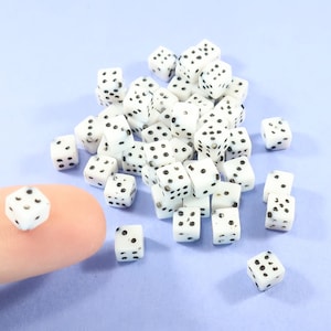 75 White Dice Beads 5mm Bulk Plastic Beads Black Dot Gambling Las Vegas Reno Jewelry Making Supplies Lucky Charm Corner Hole