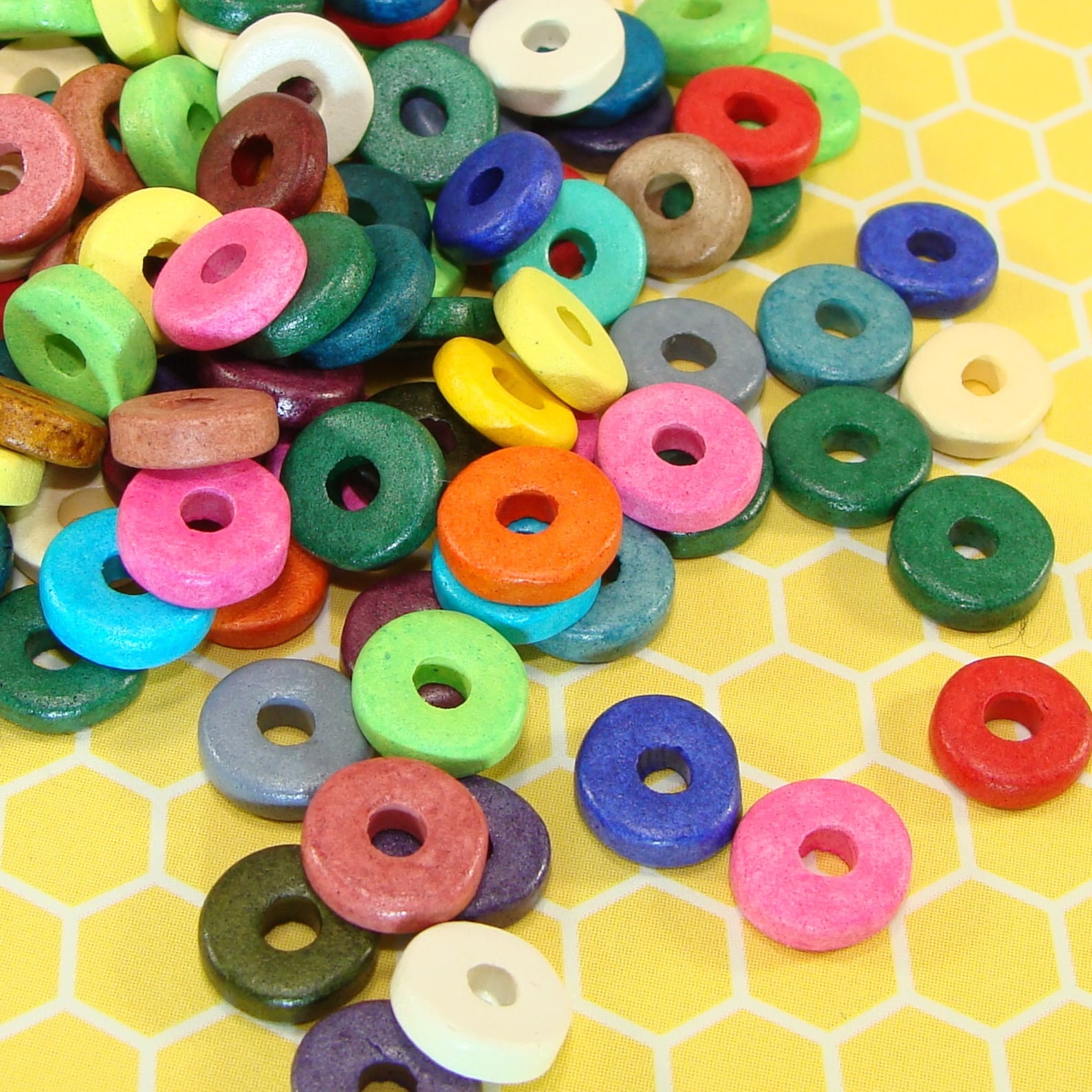 50 Greek Ceramic Washer Beads 8mm With a 2mm Hole Assorted Etsy