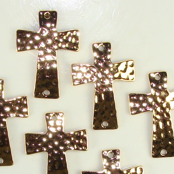 72 Gold Hammered Sideways Crosses 38 x 28mm (42475) Statement Bracelet Centerpiece Celebrity Multi Strand Beaded