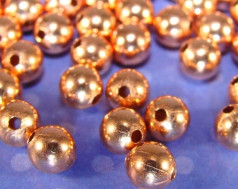 220 Round Copper Beads 3.5mm Small Round Metal Spacer USA MADE Copper Plated Steel Accent Beads Bulk Jewelry Supplies Findings (42655)