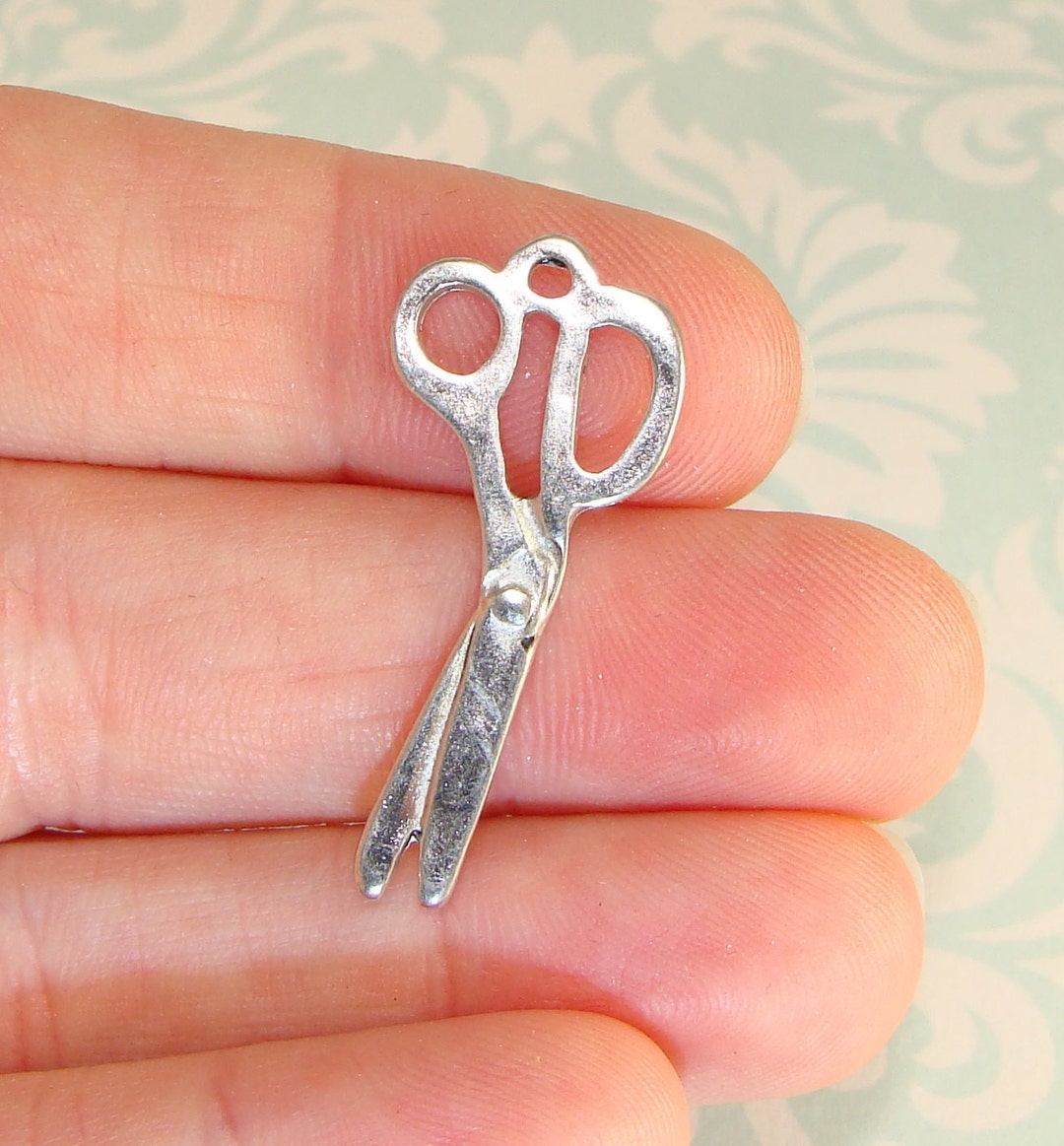 8 Scissor Charms Pewter Silver Bulk Jewelry Supplies Scissors Shears