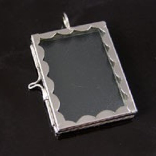 Rectangle Scalloped Double Pane Glass Pendant 1pc (233679)