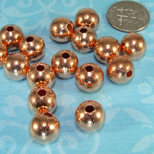 10mm Round Copper Beads 12 Pieces Shiny Metal Spacer USA MADE Plated Steel Accent Beads Jewelry Making Supplies Bulk Minimalist (42600)