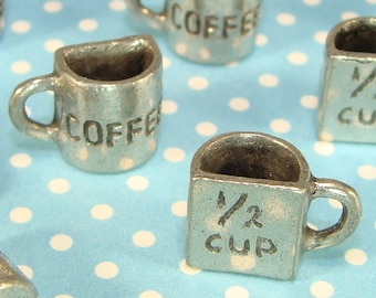 12 Coffee Cup Charms Half a Cup of Coffee Pewter Charms USA Made (31063) Coffee Lover Jewelry Supplies Cooking Accessories Housewarming Gift