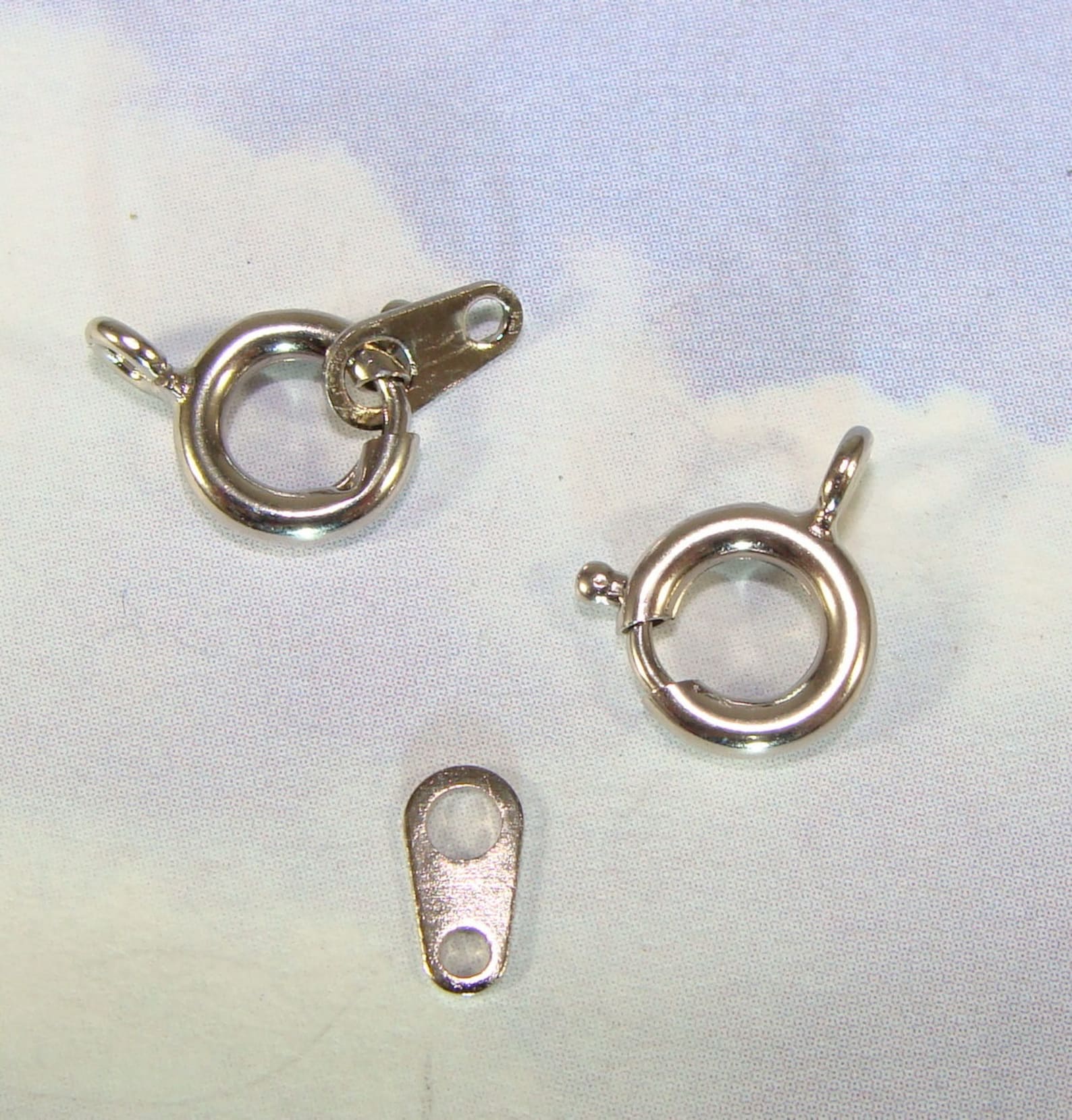20 Spring Clasps With Tab Silver 7mm X 10mm Round Closure With 6mm 2