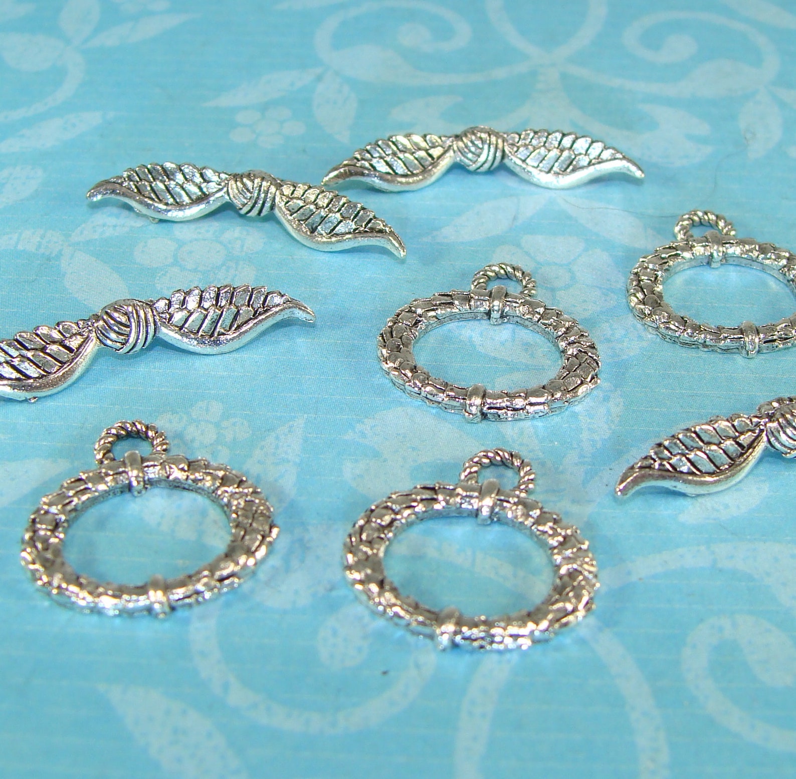 2 Winged Toggle Sets Silver Plated Pewter USA Made (42837) 25mm ...