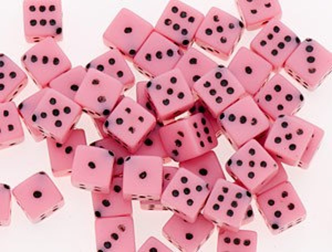 100 Pink Dice Beads 5mm 40026 Corner Holes Gambling Las Etsy