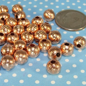 65 Spiral Beads 6mm Round Copper Plated Metal Spacer USA MADE Steel Chunky Shiny Accent Bead Jewelry Supplies Bulk Minimalist (42618)