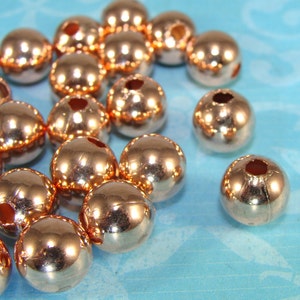 8mm Round Beads Copper Plated Beads 26 Pieces Metal Spacer USA MADE Steel Shiny Chunky Accent Bead Jewelry Supplies Bulk Minimalist (42603)
