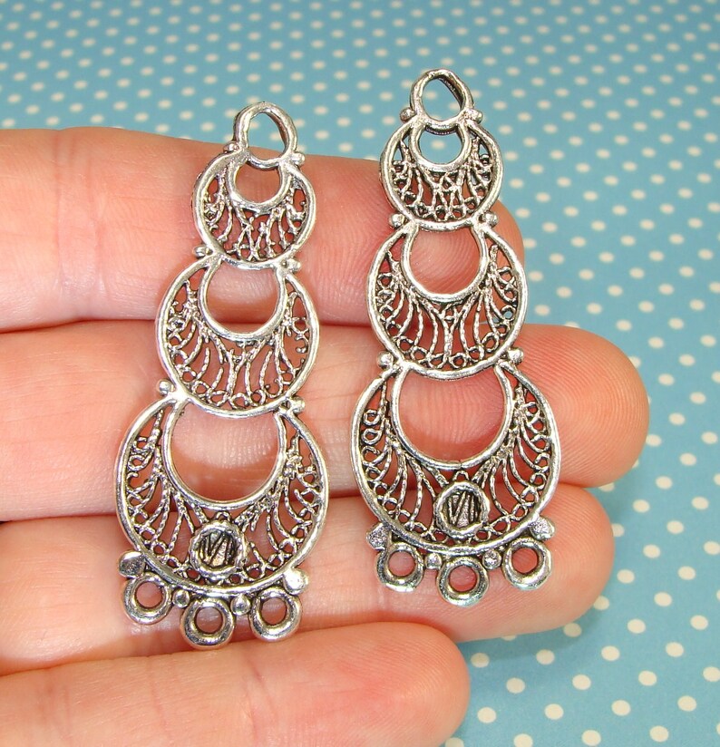 4 Long Chandelier Earring Charms Findings Parts Components 2 Etsy