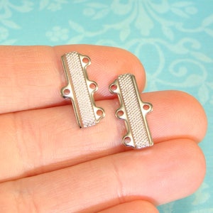 Silverändstänger 1 till 3-håls öglekoppling 8 st (4 st) för flertrådigt halsband armband 19 mm x 9 mm spänne länk Smyckestillbehör i bulk EBS3