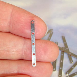 12 Silver Separator Bars 5 Hole Multi Strand Divider Row Connector 26mm x 2mm (6mm between 1mm Holes) End Bar for Bracelets Necklaces S6m5