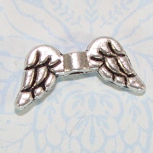 18 Angel Wing Beads Charms 16mm Medium Pewter Silver Fairy Wing Charms Just Add Teardrop Bead Head Bead Jewelry Supplies Bulk Beads 41140