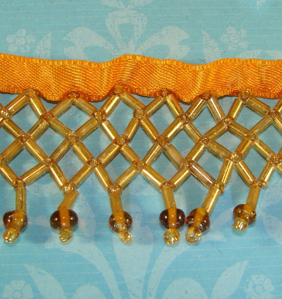 GOLD Beaded Fringe Trim One Yard 36 Inches Glass Bugle Seed Etsy