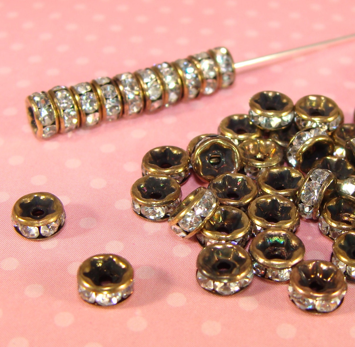 5mm BRONZE Rhinestone Spacer Beads 30 pcs Spacer Disc Beads Etsy