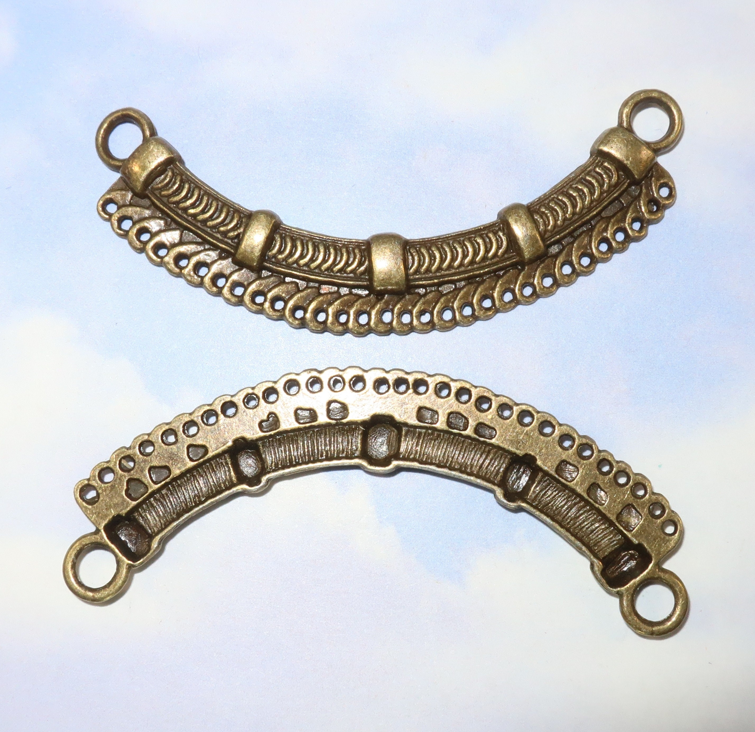 Large Teardrop Bronze Hoops with Long Crystal Bars