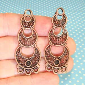 4 Long Chandelier Earring Charms Findings Copper Bronze Pewter Connector Parts Components 2 PAIR USA Made Jewelry Supplies Dangles 38406