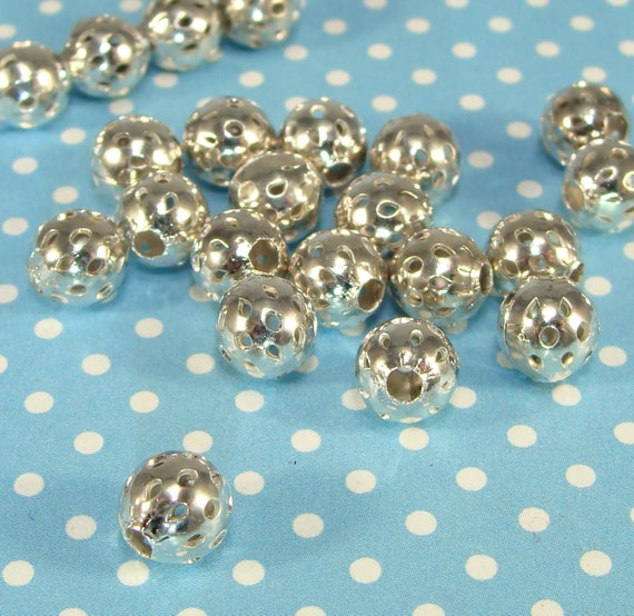 100 Pezzi Perline Distanziali A Sfera Rotonde In Metallo