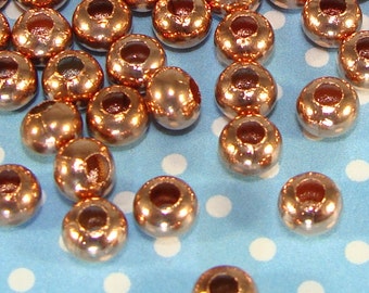 145 Copper Rondelle Beads 5mm Small Round Metal Spacer USA MADE Copper Plated Steel Accent Beads Bulk Jewelry Supplies Findings (42630)