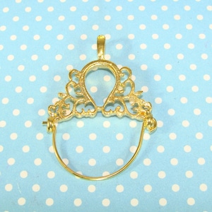 2 Fancy Scroll Charm Holders Gold Finish (17627) Vintage Filigree Style Hinged Pendants Add Charms and Drops Jewelry Supplies Unique