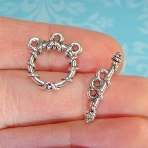 2 Wire Wrapped Toggle Sets Triple Strand Silver Plated Pewter USA Made (42818) Multi 3-Strand 3 Loop Clasp Jewelry Supplies Findings