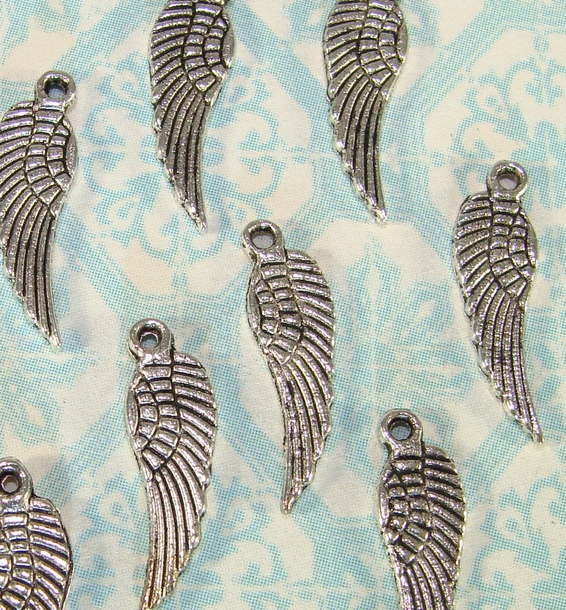 20 Tiny Angel Wing Charms 16mm Silver 31555 Small Wings for Etsy
