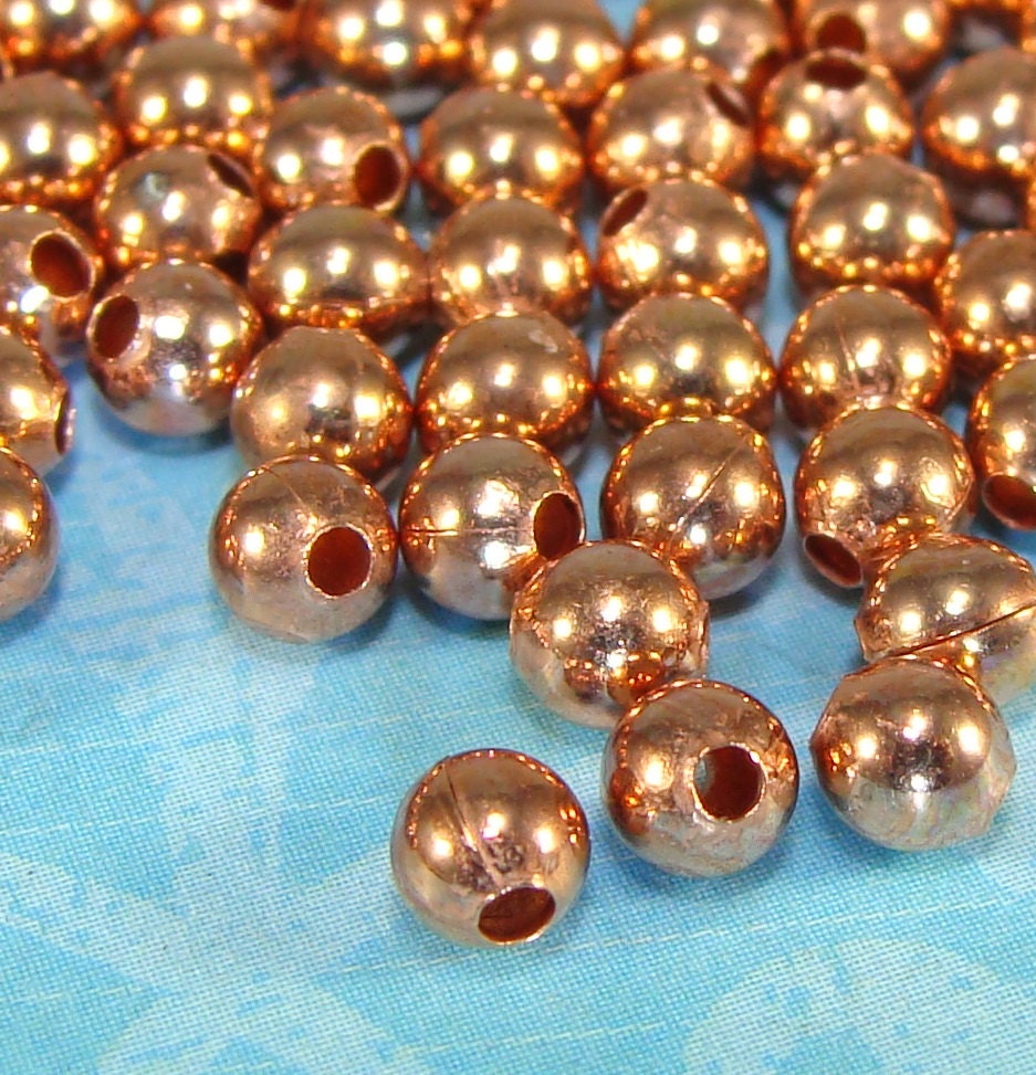 120 tube beads, copper beads, 80 cm / 32 inch long, 6x5mm ,hole 3mm , Jewelry Supplies Beads - Mahiber