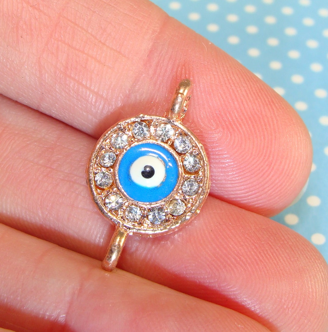 Evil Eye Rhinestone 12 Evil Eye Charms Rhinestone Crystals Copper - Bracelet Connector 21mm ...
