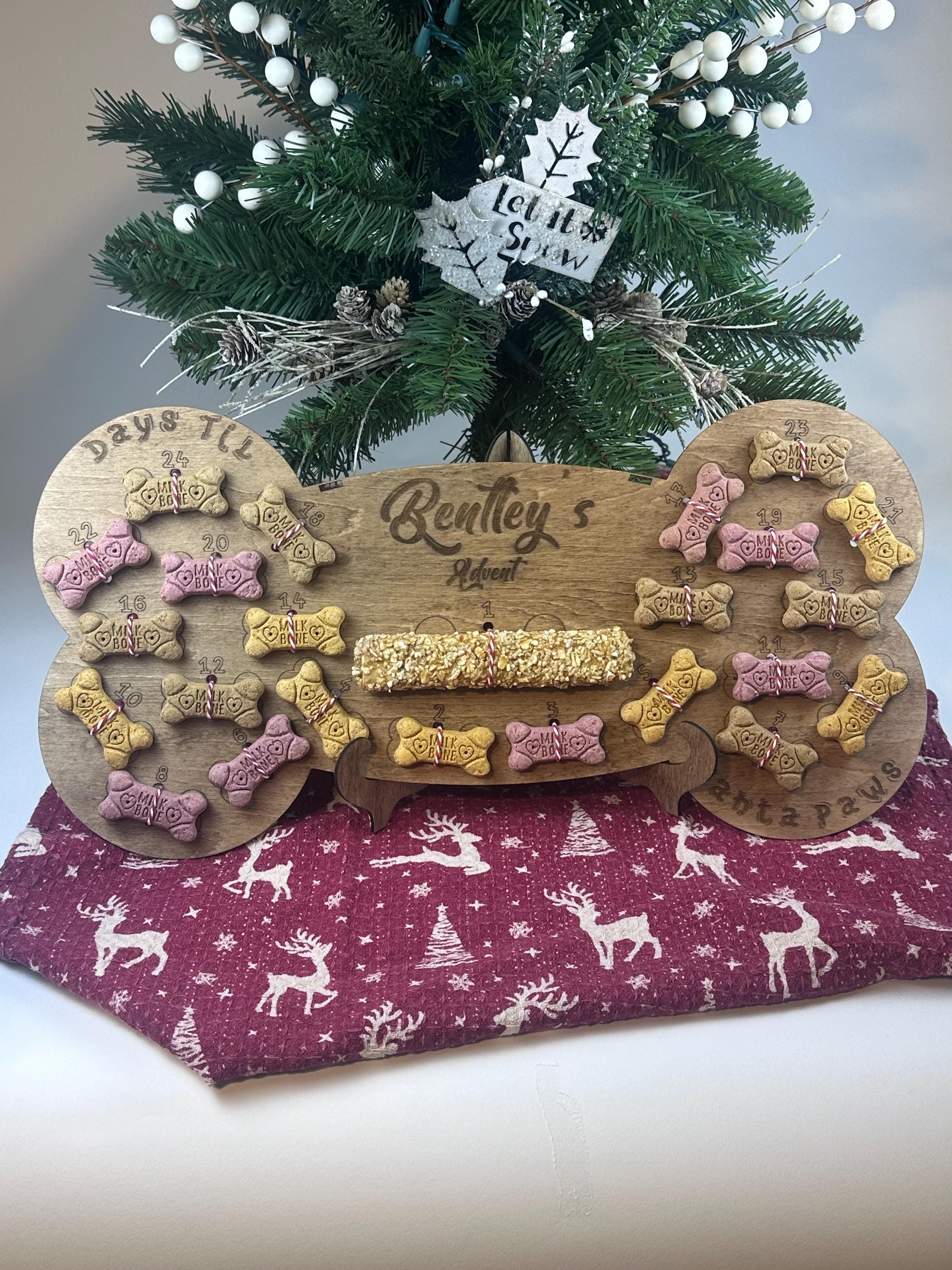 Personalized Dog Advent Calendar With Stand Handmade Wooden