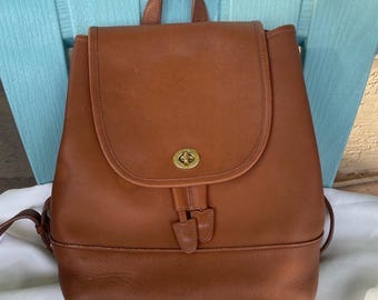 Coach Vintage Day Pack 9791 Brown Leather Backpack Turn Lock Coach Vintage Day Pack 9791 Brown Leather Backpack Turn Lock  main image 2