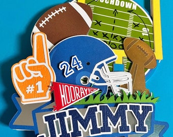Personalized Football Cake Topper: Sports Birthday Party Decoration
