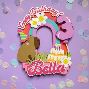 Capybara Cake Topper Capybara Birthday Party Theme Capybara Decorations Groovy Capybara Birthday Rainbow Cake Topper Animal Cake Topper