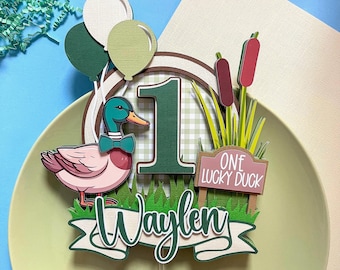 One Lucky Duck Cake Topper Silly Goose Inspired theme Personalized Farm Party Decor