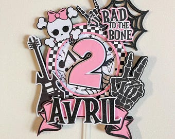 Bad to the Bone Cake Topper: Skeleton Skull Party Decor