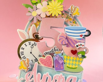 Alice in Wonderland Cake Topper: 3D Birthday Party Decor