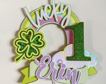 Lucky ONE Cake Topper: Regenbogen St Patrick's Day Erster Geburtstag