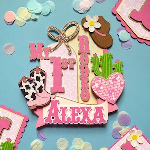 My First Rodeo Cake Topper Cowgirl Birthday Decorations Rodeo Party Theme Western Girl Birthday Party Howdy Decorations Cowgirl Cake Topper