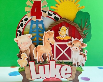 Farm Animals Cake Topper: Barnyard Birthday Party Decor