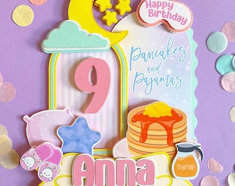 Pancakes and Pajamas Birthday Cake Topper: Custom Sleepover Party Decor